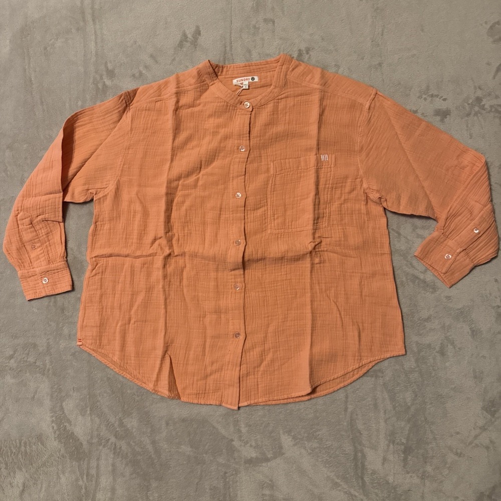 Sundry Mandarin Collar Shirt Top Small Women's Casual Boho Nectar Blouse NWT